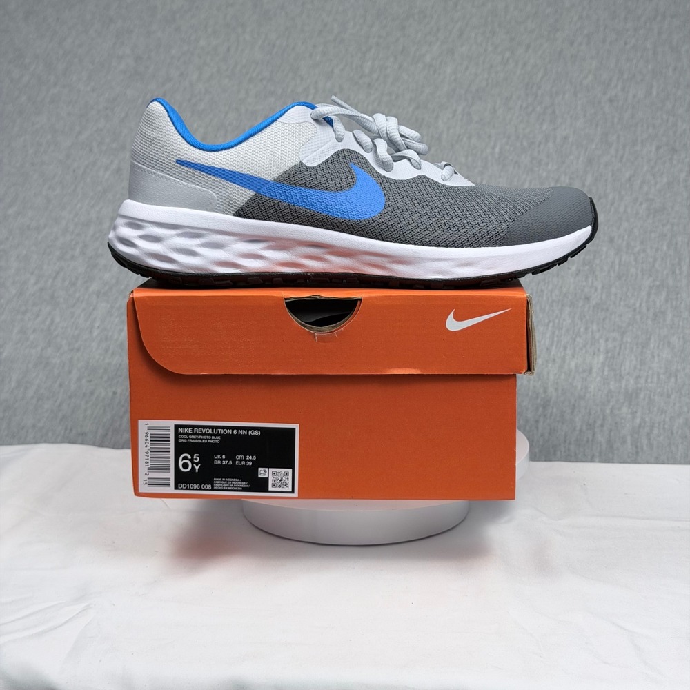 Nike Revolution 6 NN GS Cool Grey Photo Blue Running Shoes DD1096-008 Size 6.5Y